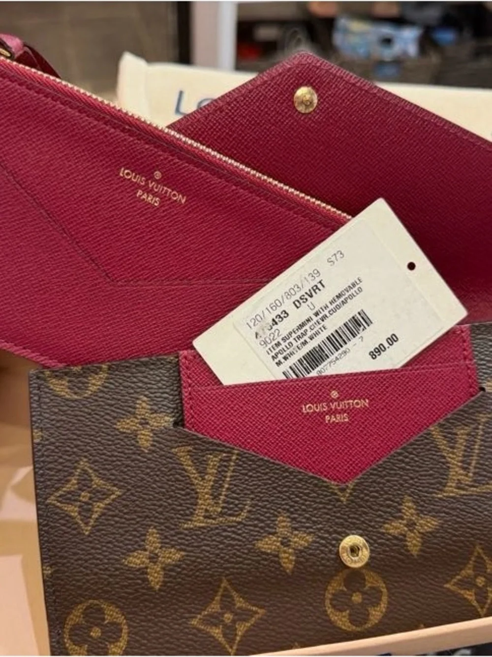 Louis Vuitton Monogram Wallet with Deep Berry Interior